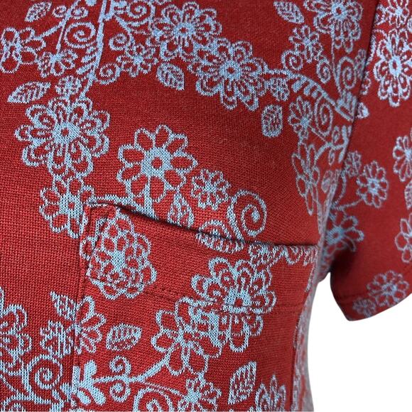 LuLaRoe Simply Comfortable Red Turquoise Print Dress Short Sleeve Scoop Neck XXS - Picture 11 of 16